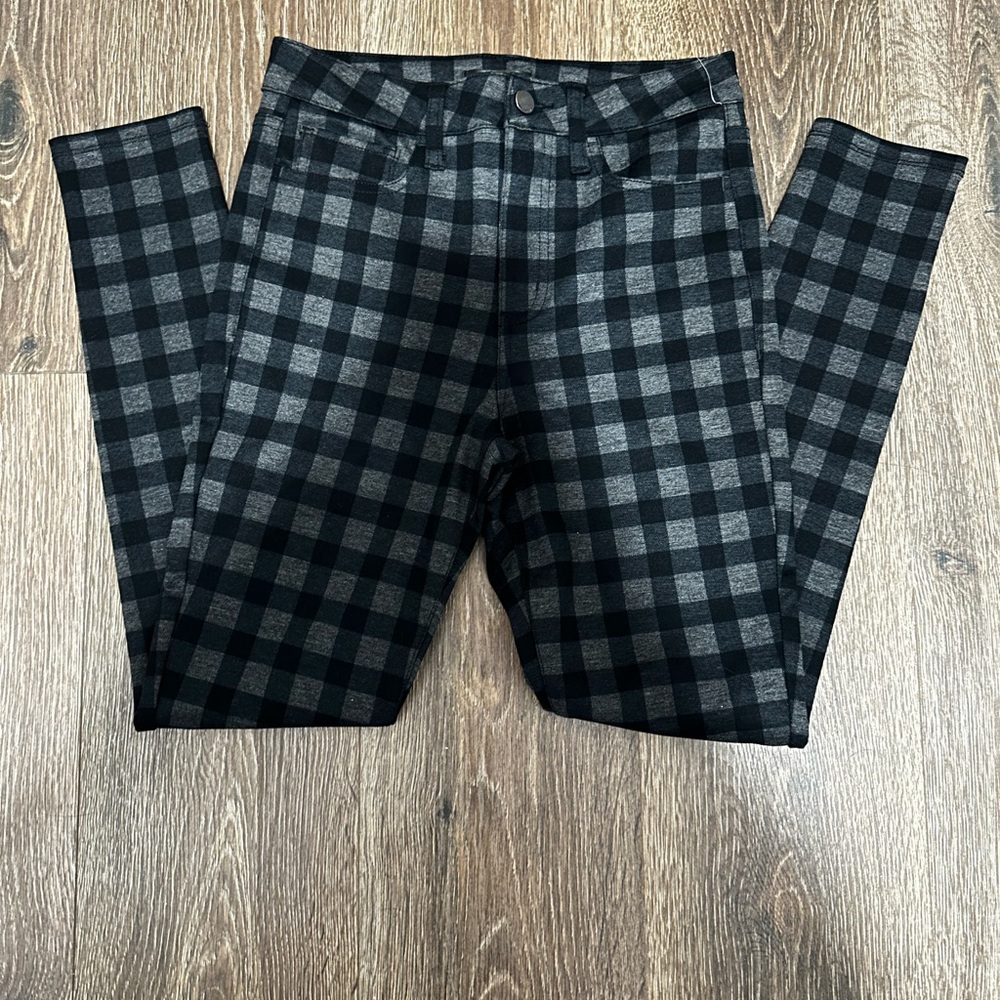 Black and Gray Plaid Pants